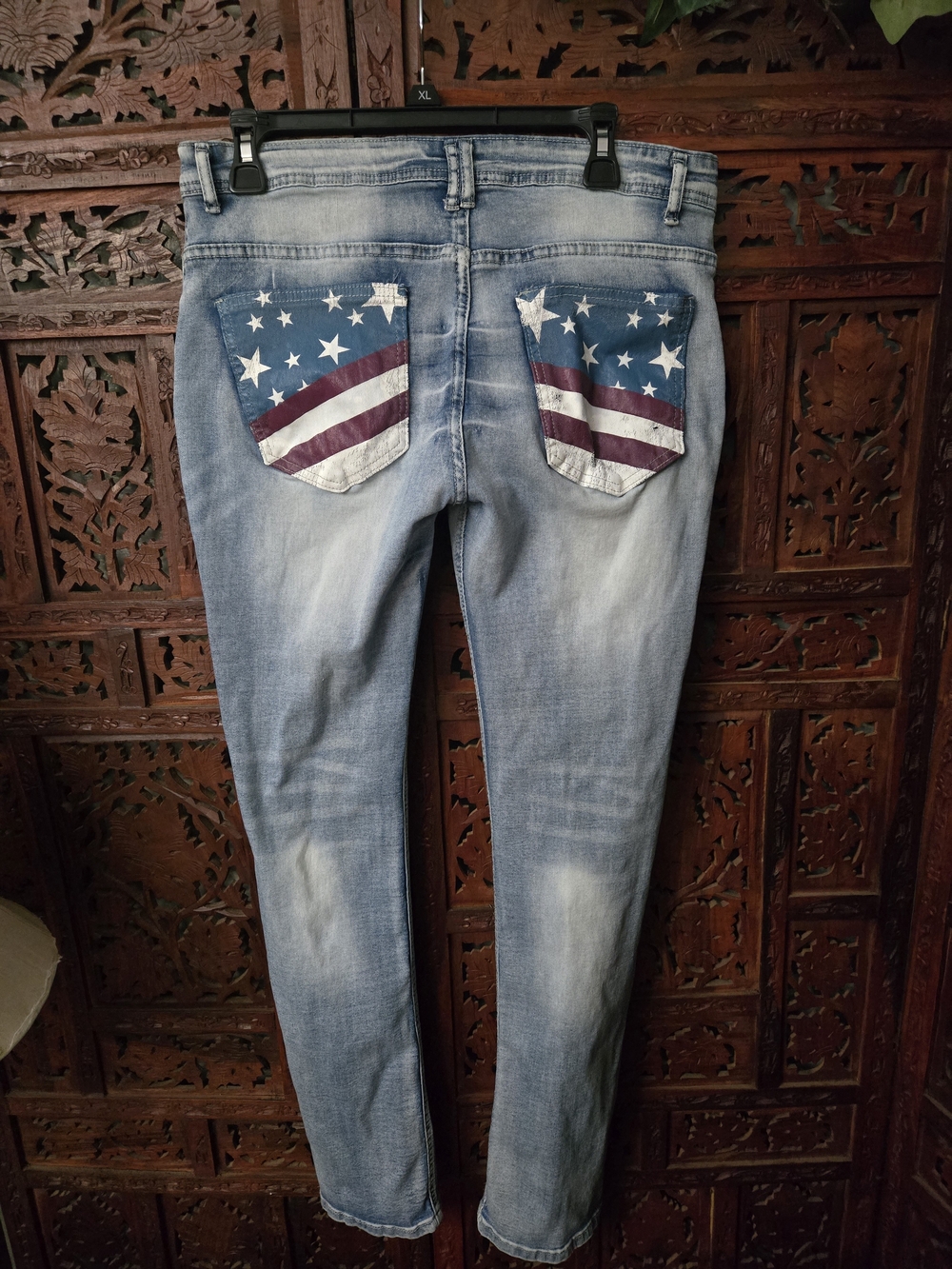 Source Unknown Light Blue Skinny Jeans with Flag Pocket Detail